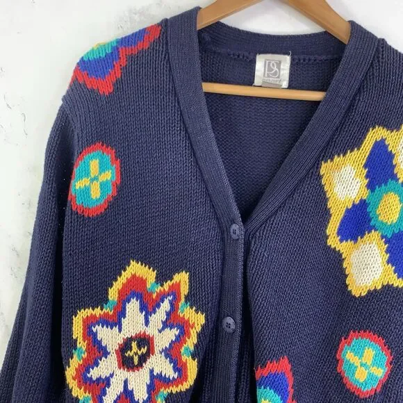 Vintage 90s Grandma Sweater Cardigan Women's sz S Small Knit Retro Cottagecore - Picture 16 of 16
